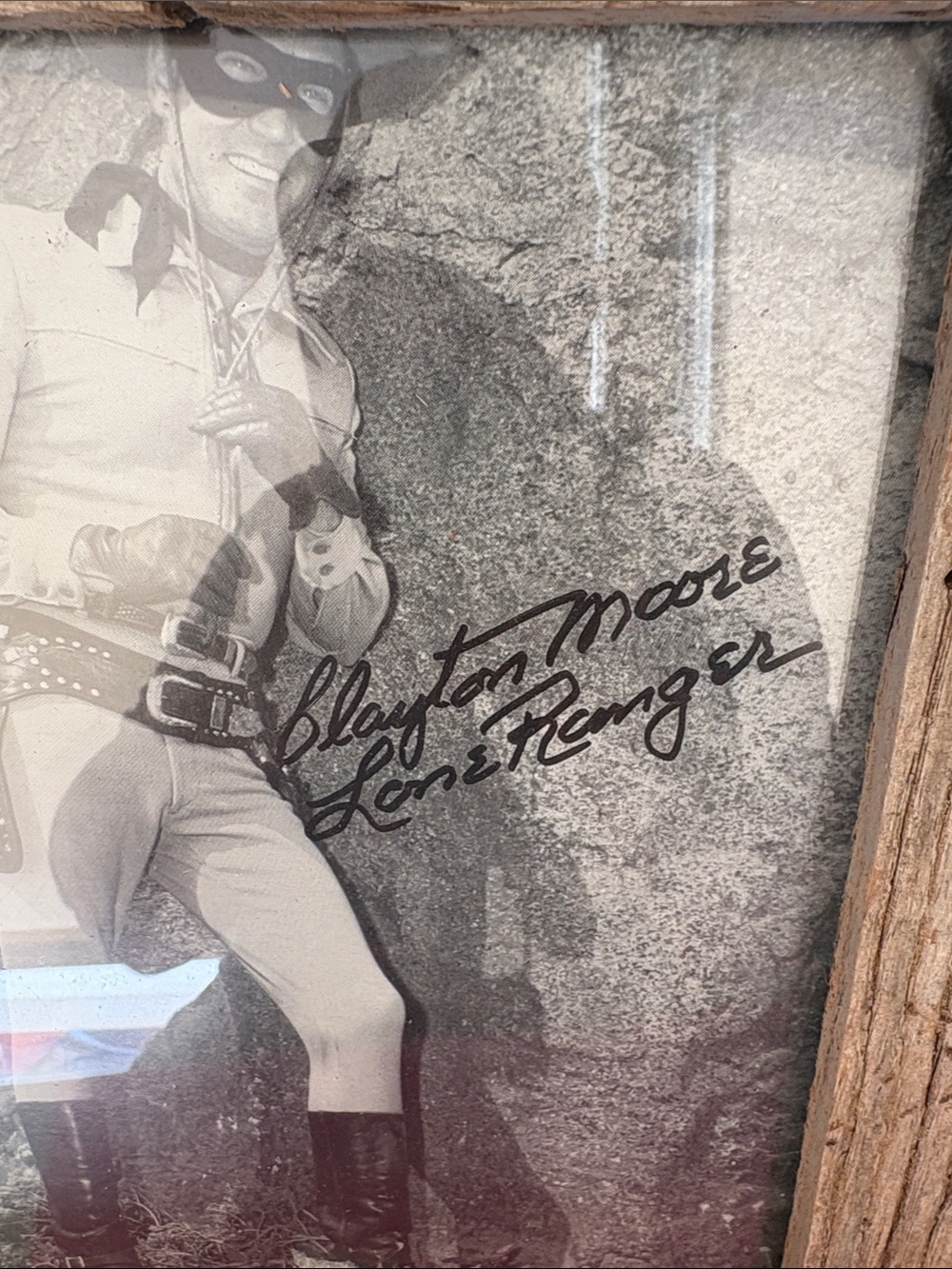 Lone Ranger Rustic Framed Black and White Signed Western Photo - Picture 2 of 3